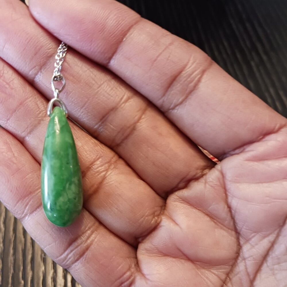 Green Jadeite set with sterling silver 925 - Picture 3 of 4
